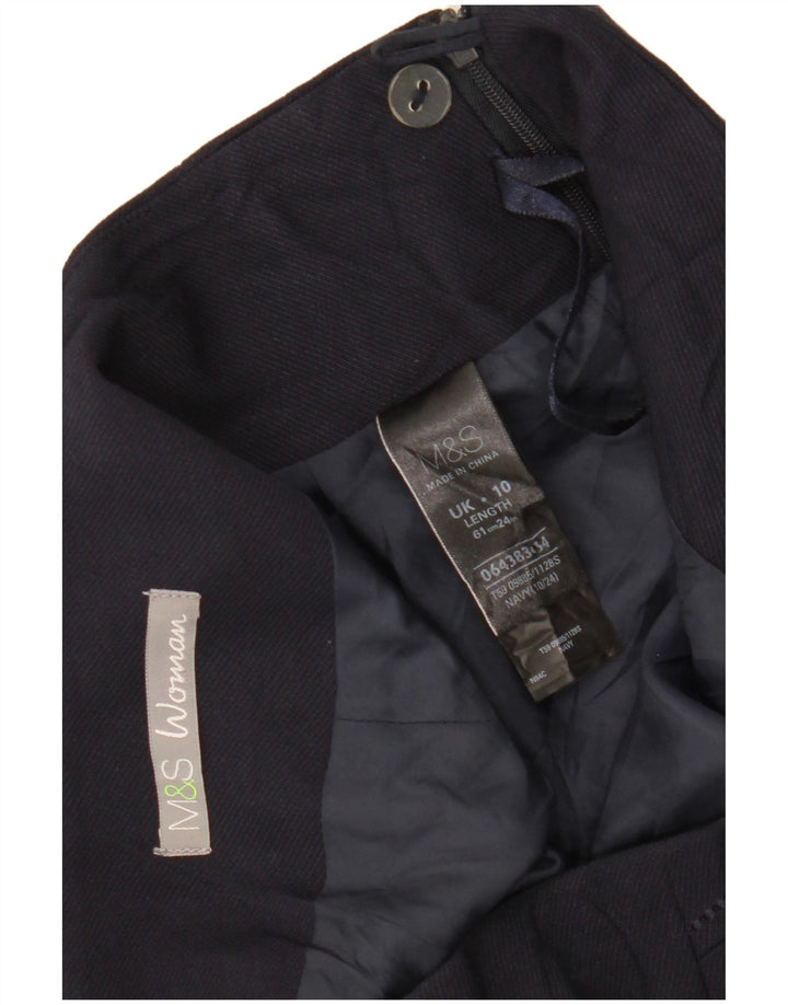 MARKS & SPENCER Womens Straight Skirt UK 10 Small W30 Navy Blue Polyester