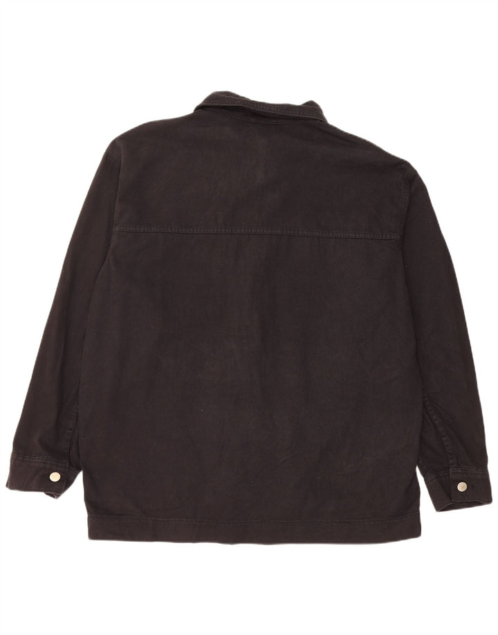 Topshop Womens Oversized Denim Jacket UK 16 Large Black Cotton