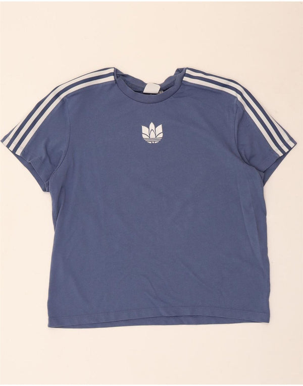 Adidas Womens Graphic T-Shirt Top UK 14 Medium Blue Cotton