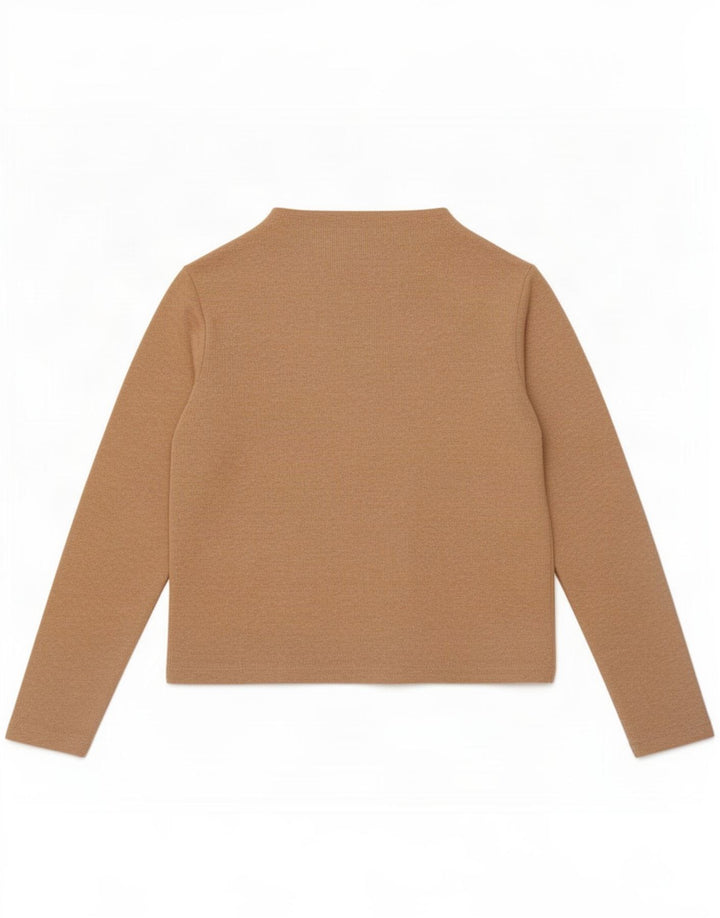 Marks & Spencer Womens Top Long Sleeve UK 10 Small Beige Polyester