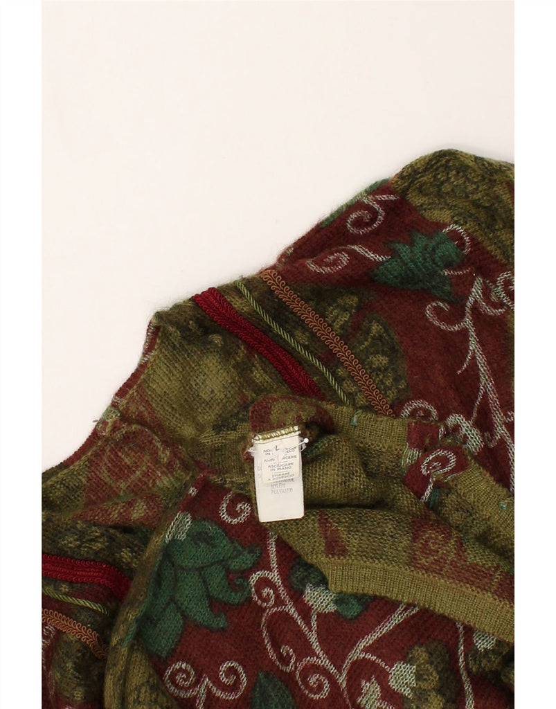VINTAGE Womens Cardigan Sweater UK 16 Large Green Floral Mohair | Vintage Vintage | Thrift | Second-Hand Vintage | Used Clothing | Messina Hembry 