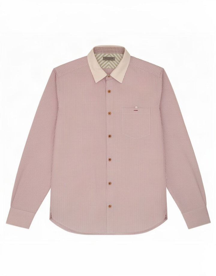Ted Baker Mens Shirt Size 3 Medium Purple Pinstripe Cotton