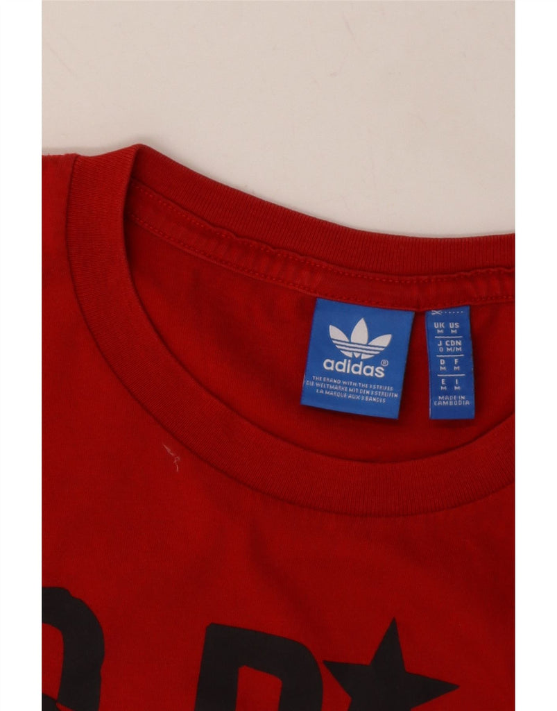 ADIDAS Mens Graphic T-Shirt Top Medium Red Cotton Vintage Adidas and Second-Hand Adidas from Messina Hembry 