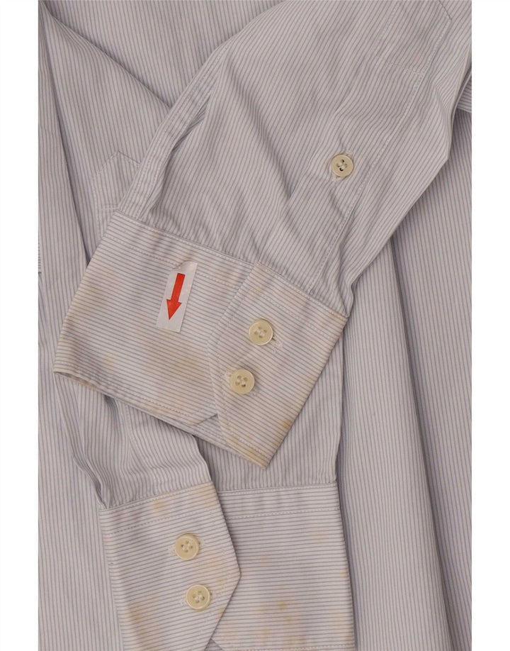 Massimo Dutti Mens Casual Fit Shirt Medium Blue Pinstripe Cotton