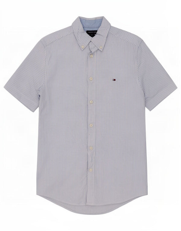 Tommy Hilfiger Mens Short Sleeve Shirt XS Blue Pinstripe Cotton
