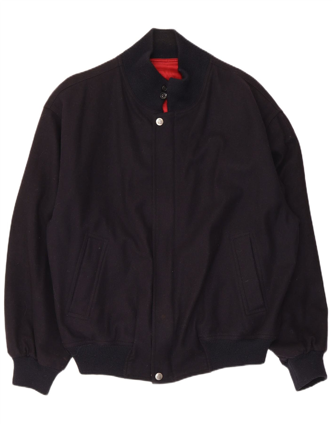 WHITE SAILS Mens Bomber Jacket IT 54 2XL Navy Blue Wool