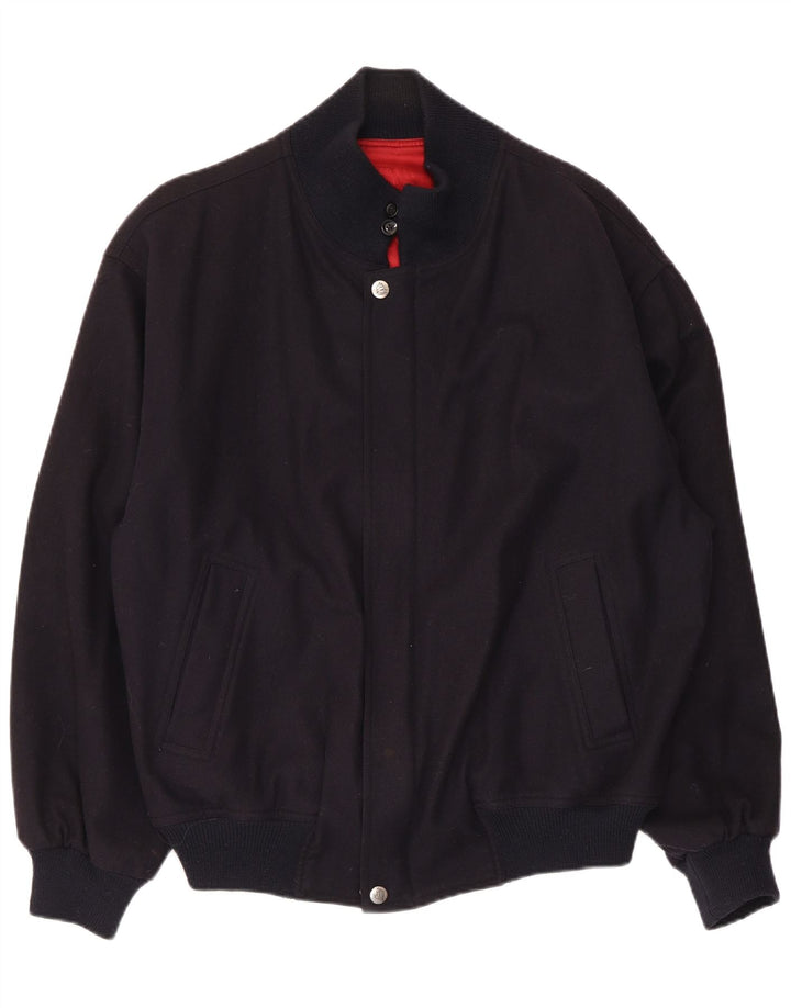 WHITE SAILS Mens Bomber Jacket IT 54 2XL Navy Blue Wool