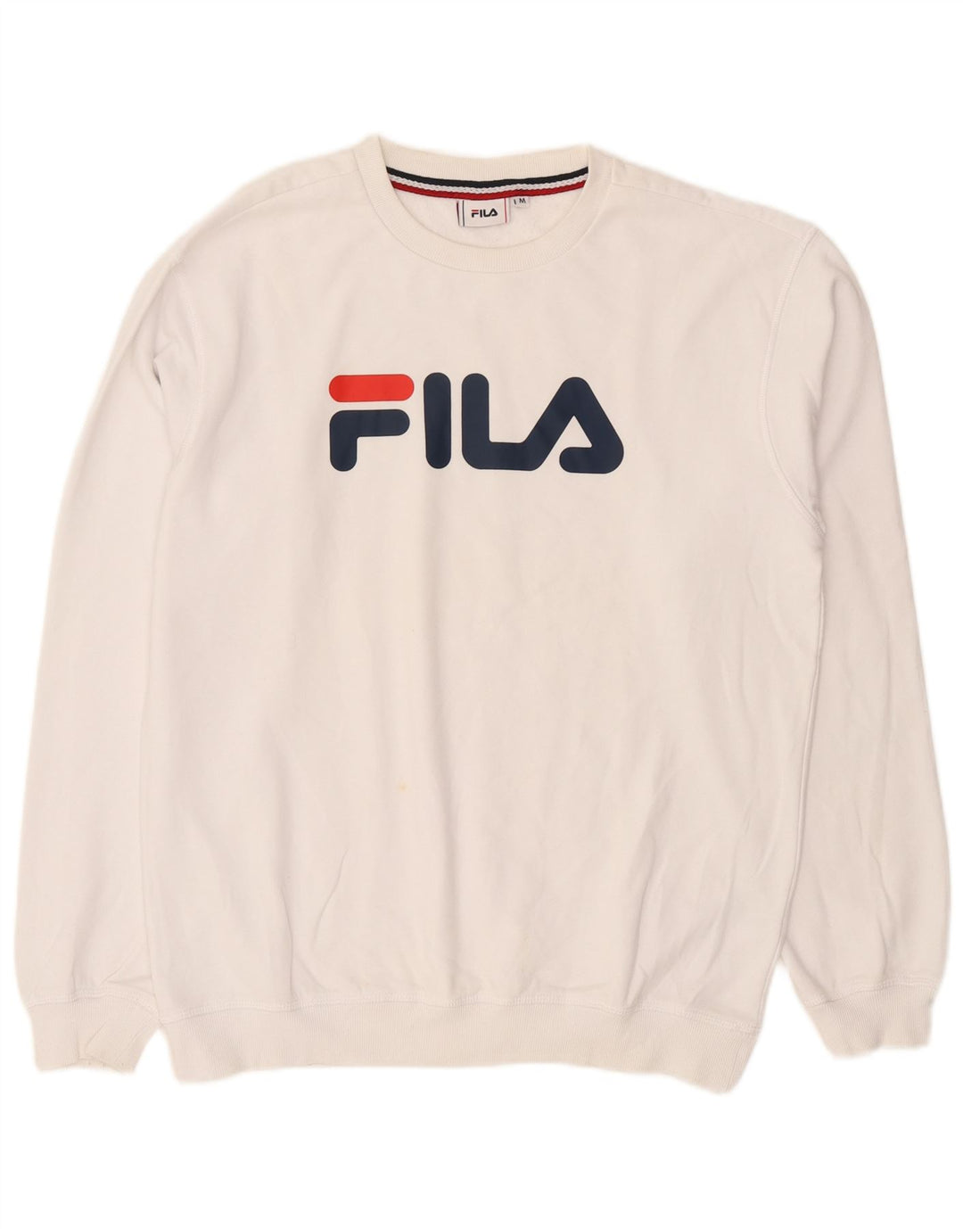 Fila Mens Graphic Sweatshirt Jumper Medium White Cotton