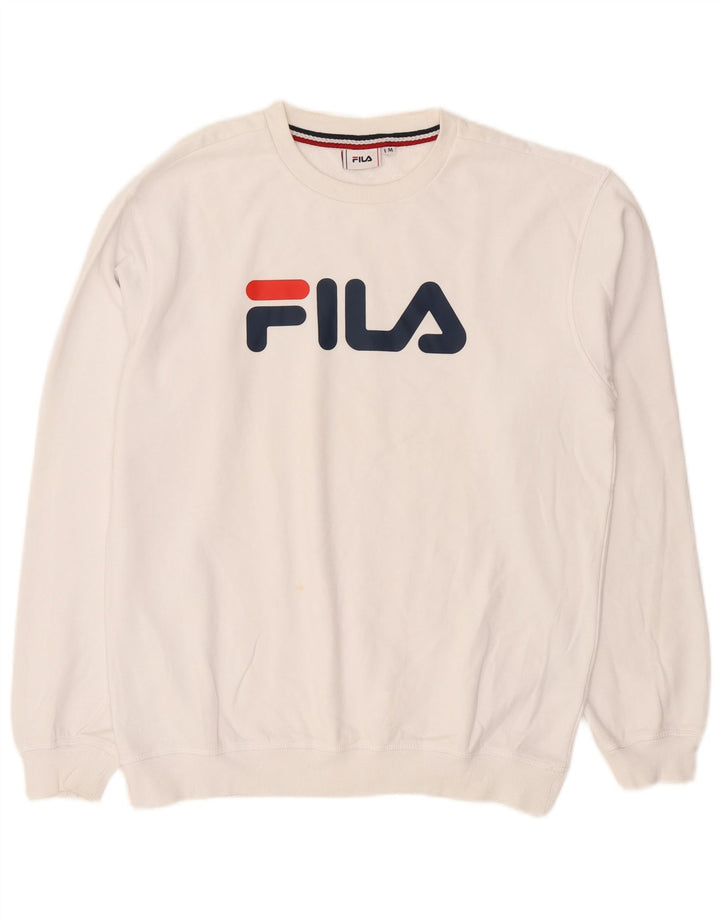 Fila Mens Graphic Sweatshirt Jumper Medium White Cotton