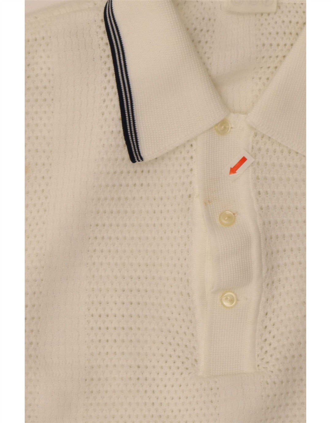 Trevira Mens Short Sleeve Polo Neck Jumper Sweater Large White Polyester