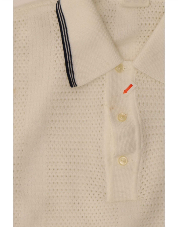 Trevira Mens Short Sleeve Polo Neck Jumper Sweater Large White Polyester