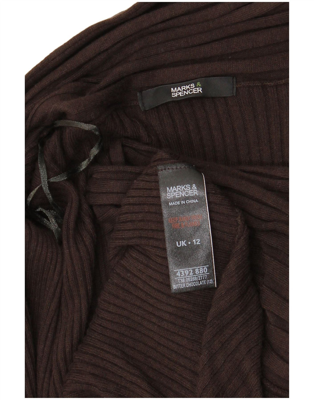 MARKS & SPENCER Womens Longline Open Cardigan Sweater UK 12 Medium Brown