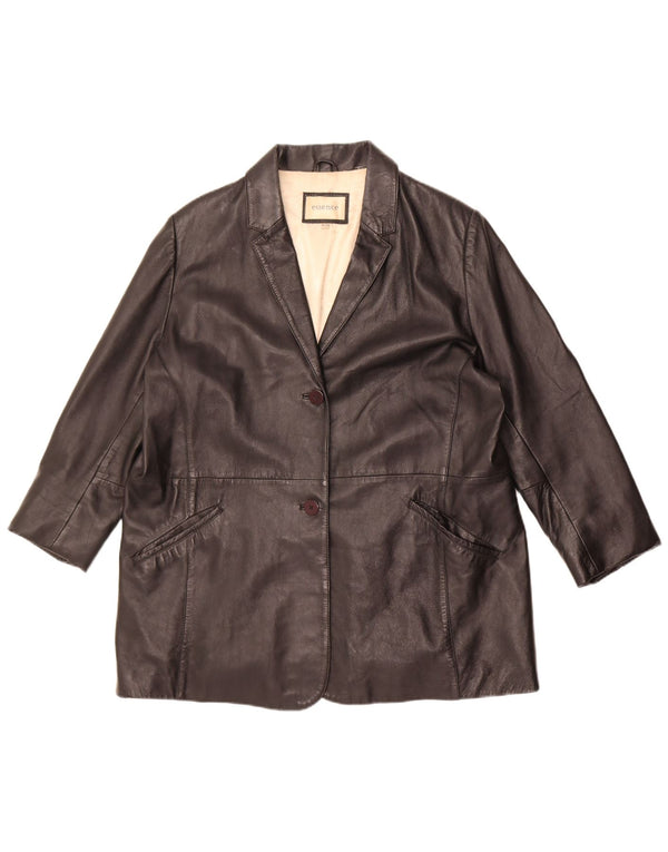 Essence Womens Oversized Leather Jacket UK 18/20 XL Black Leather