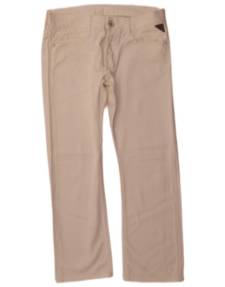 REPLAY Womens Straight Jeans  W33 L28 Off White Cotton