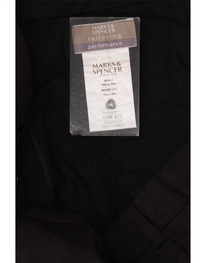 Marks & Spencer Mens Straight Suit Trousers W40 L29 Grey Wool