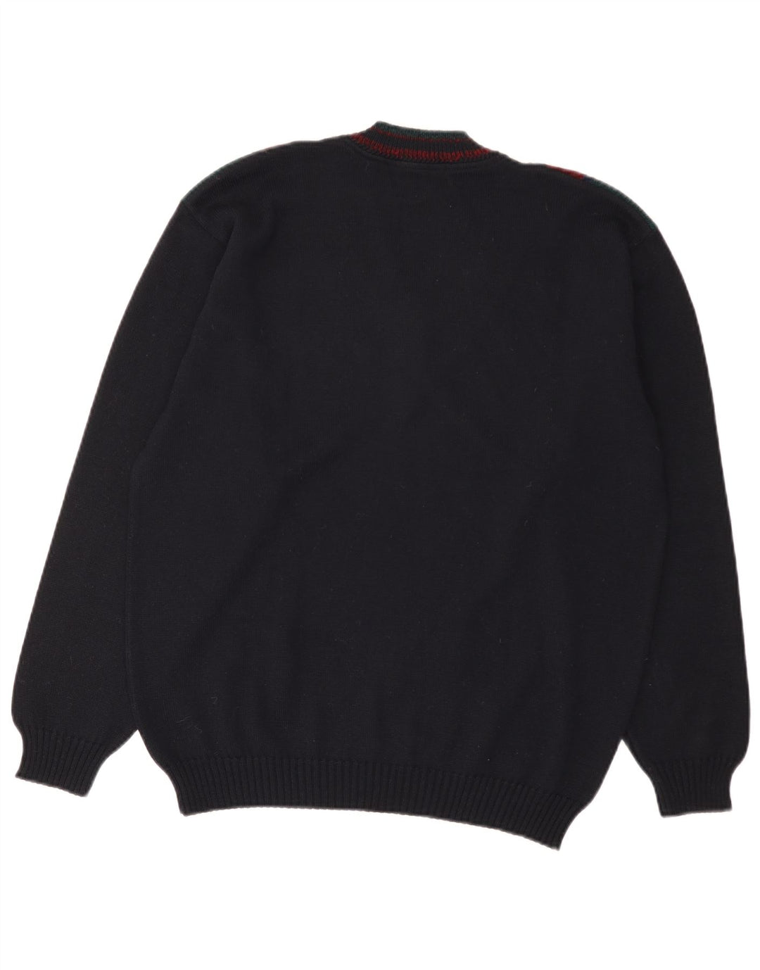 Il Granchio Mens V-Neck Jumper Sweater Large Navy Blue Colourblock Wool