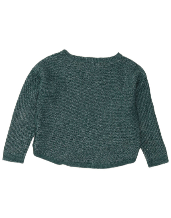 FAT FACE Womens Crop Oversized Boat Neck Jumper Sweater UK 10 Small Green