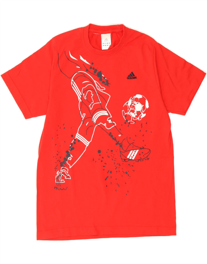 ADIDAS Boys Graphic T-Shirt Top 15-16 Years Red Vintage Adidas and Second-Hand Adidas from Messina Hembry 