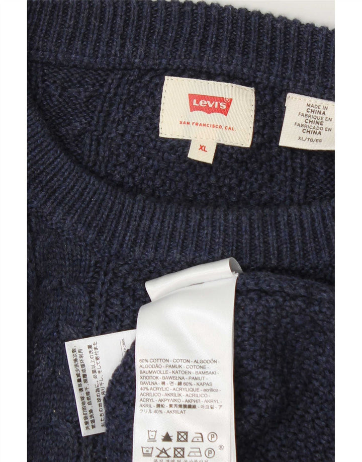 Levi's Mens Crew Neck Jumper Sweater XL Navy Blue Cotton