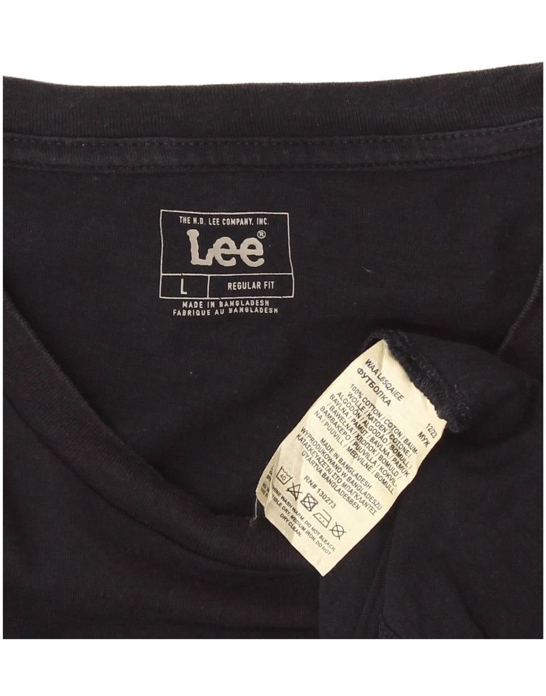 Lee Mens Graphic T-Shirt Top Large Navy Blue Cotton