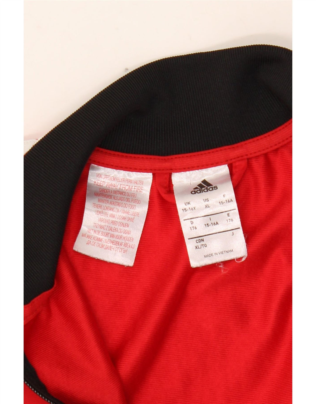ADIDAS Boys Tracksuit Top Jacket 15-16 Years Red Colourblock