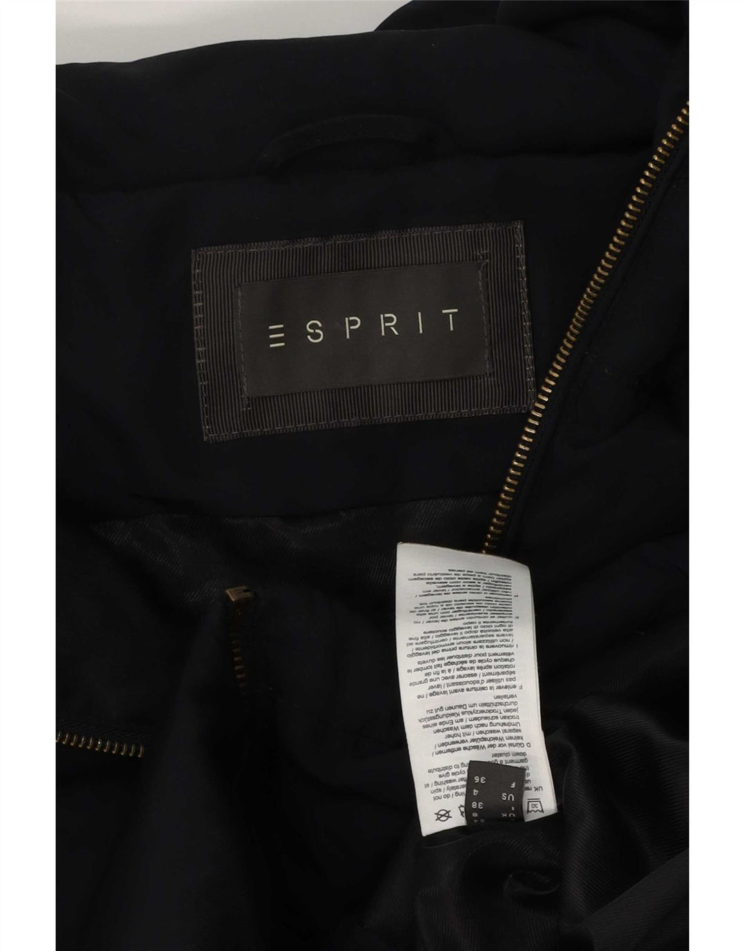 Esprit Womens Hooded Padded Jacket UK 8 Small Navy Blue Polyester