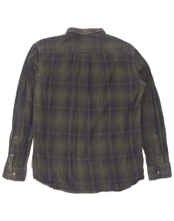 French Connection Mens Flannel Shirt Large Green Check Cotton