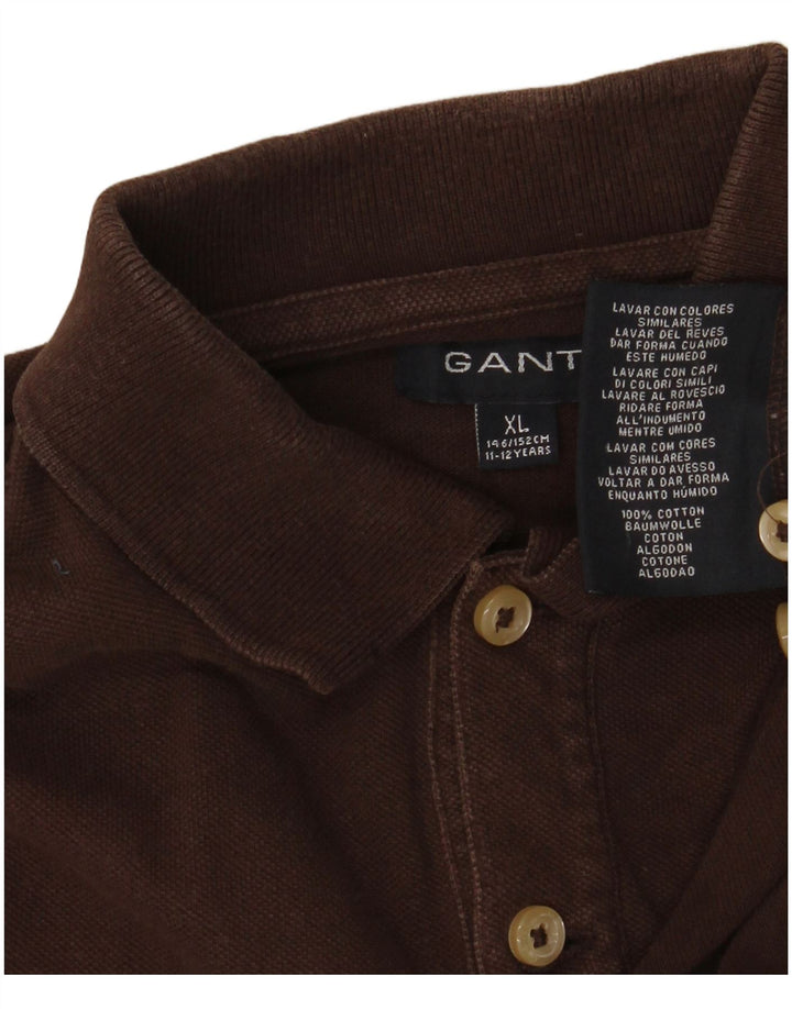 GANT Boys Long Sleeve Polo Shirt 11-12 Years XL  Brown Cotton