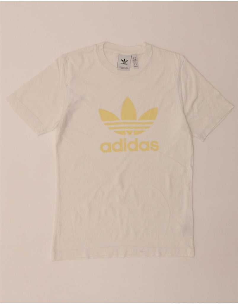 ADIDAS Mens Graphic T-Shirt Top XS White Cotton Vintage Adidas and Second-Hand Adidas from Messina Hembry 