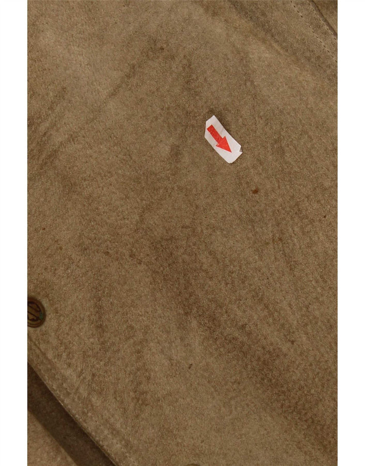Pionier Mens Suede Waistcoat Medium Khaki
