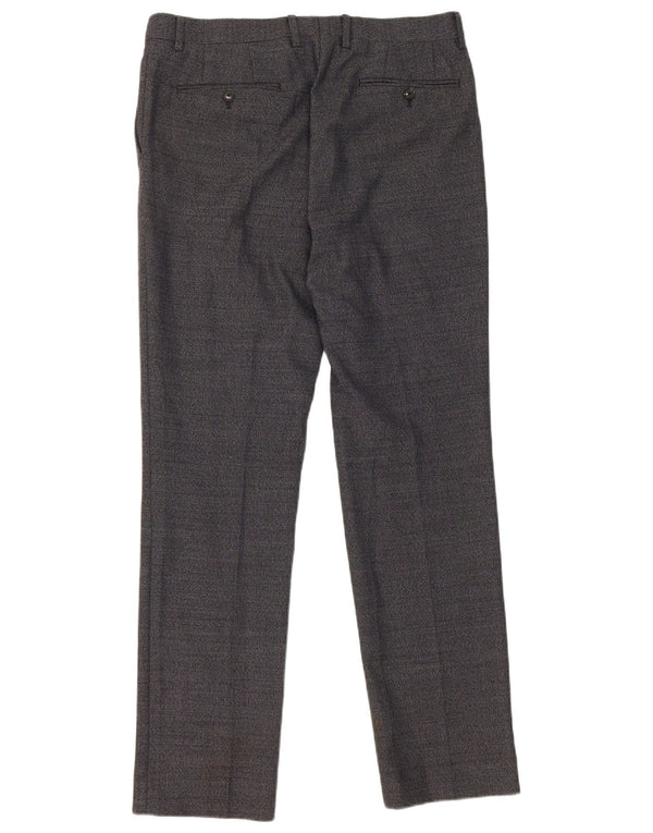 Reiss Mens Straight Casual Trousers W32 L31 Navy Blue Wool