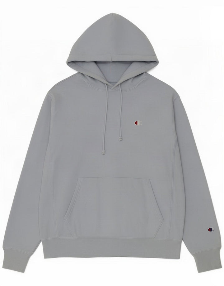 Champion Mens Reverse Weave Hoodie Jumper Medium Blue Cotton
