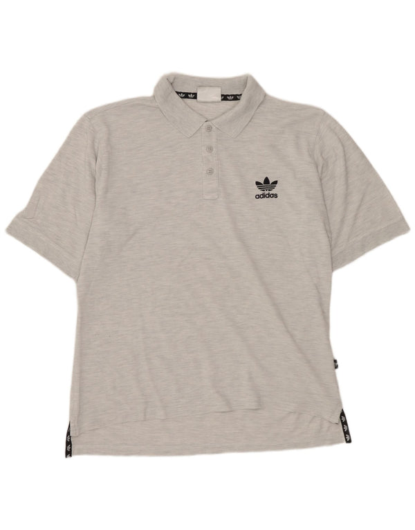 ADIDAS Mens Polo Shirt UK 42/44 Large Grey Flecked Cotton
