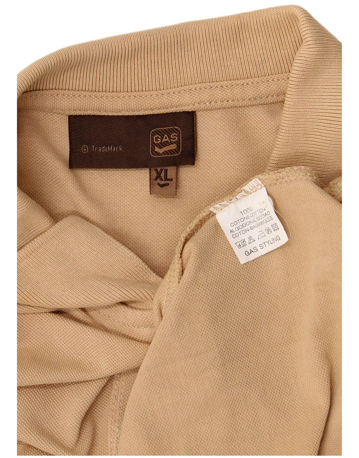 GAS Mens Polo Shirt XL Beige Cotton