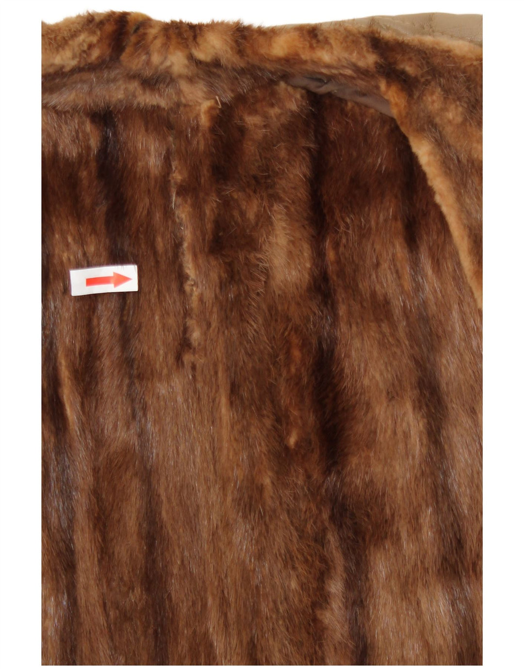 Vintage Womens Fur Leather Coat UK 16 Large Beige