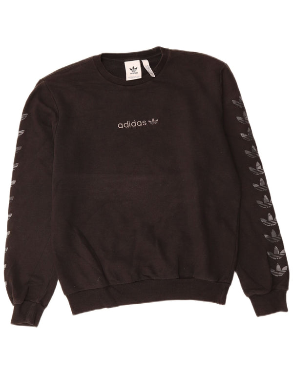 ADIDAS Mens Graphic Sweatshirt Jumper XS Black Cotton