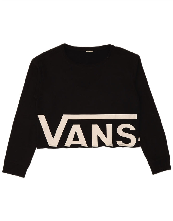 Vans Womens Graphic Crop Sweatshirt Jumper UK 14 Medium Black