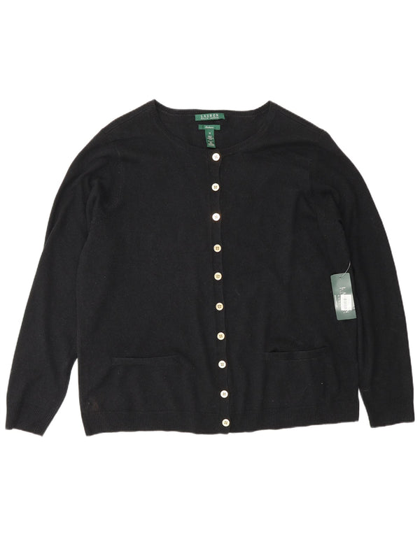 Ralph Lauren Womens Cardigan Sweater UK 18 XL Black Silk