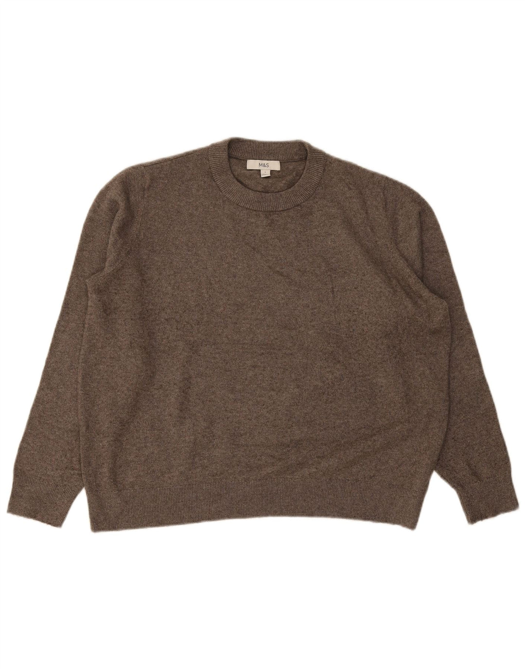Marks & Spencer Mens Crew Neck Jumper Sweater Large Brown Polyester