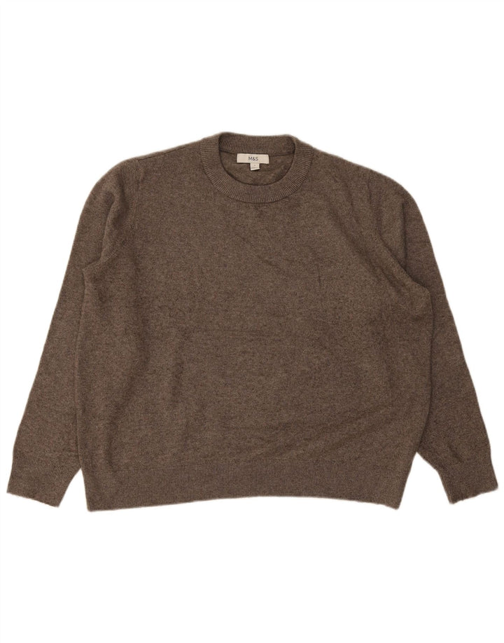 Marks & Spencer Mens Crew Neck Jumper Sweater Large Brown Polyester