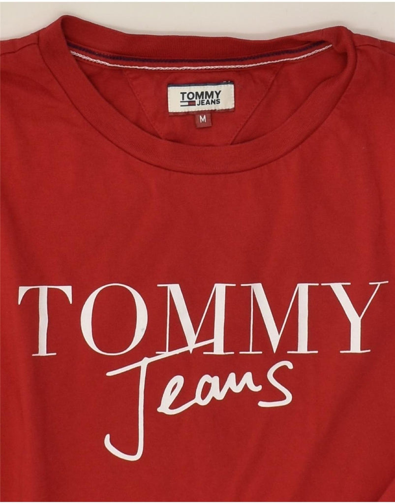 TOMMY JEANS Womens Graphic T-Shirt Top UK 12 Medium Red | Vintage Tommy Jeans | Thrift | Second-Hand Tommy Jeans | Used Clothing | Messina Hembry 