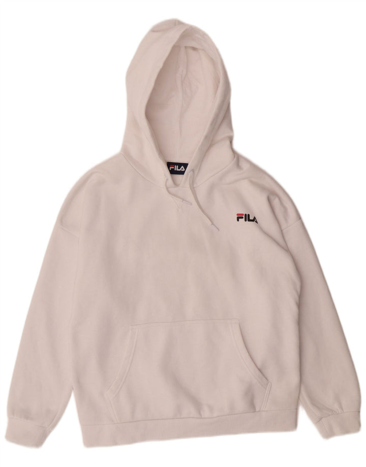 FILA Womens Hoodie Jumper UK 14 Medium White Polyester