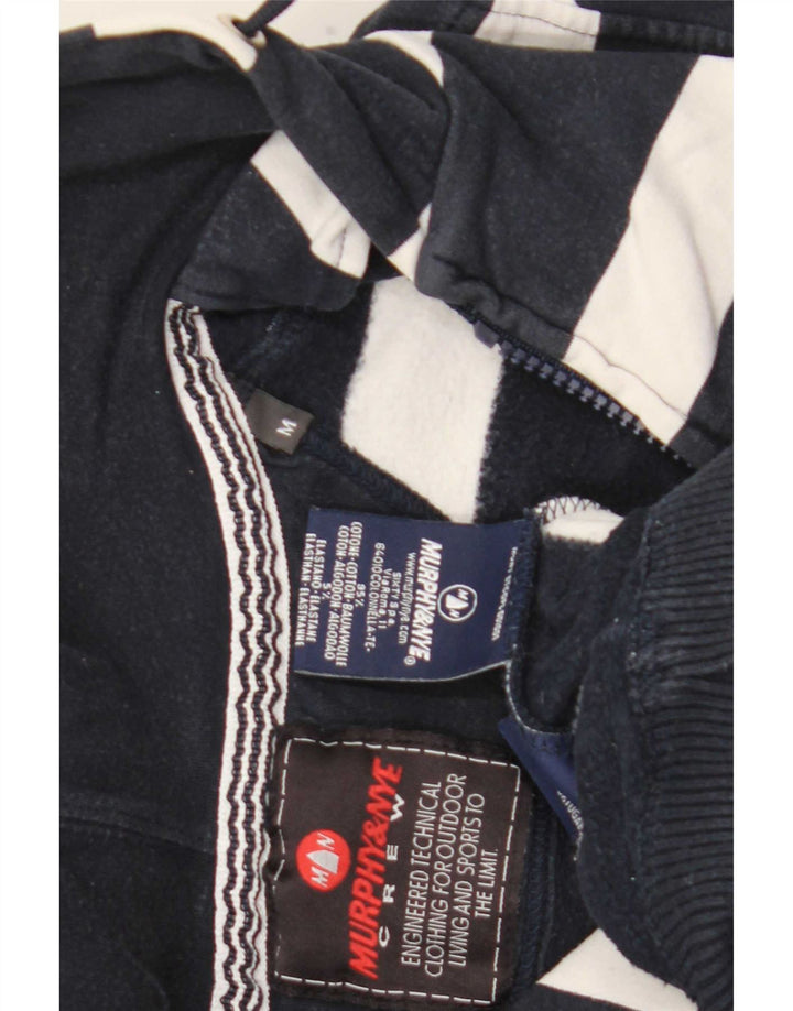 Murphy & Nye Womens Zip Hoodie Sweater UK 12 Medium Navy Blue Striped