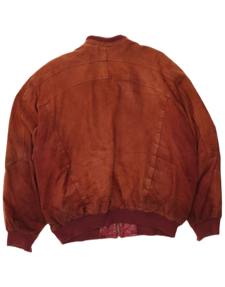 GIACCOMO LARUSSO Mens Suede Loose Fit Bomber Jacket IT 50 Large Brown