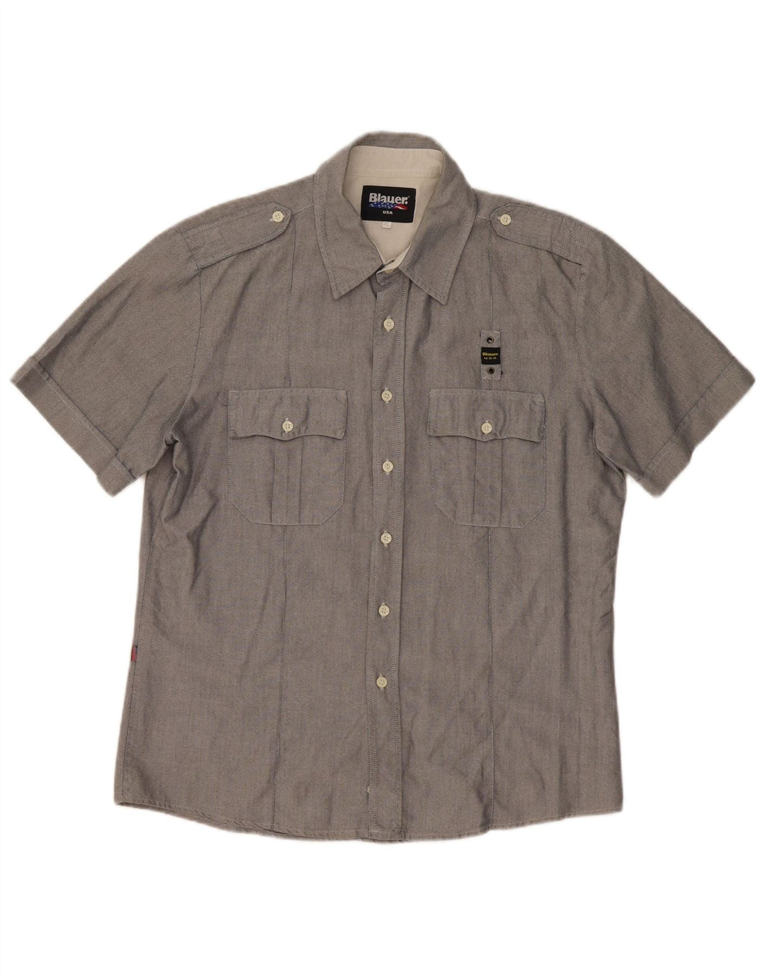 Blauer Mens Short Sleeve Shirt XL Grey Cotton