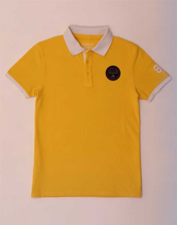 Napapijri Mens Geographic Graphic Rugby Polo Shirt Small Yellow