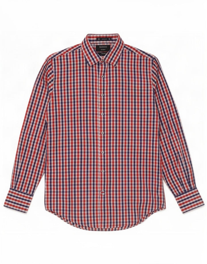 Van Heusen Mens Easy Care Shirt Size 39 Medium Multicoloured Gingham Cotton