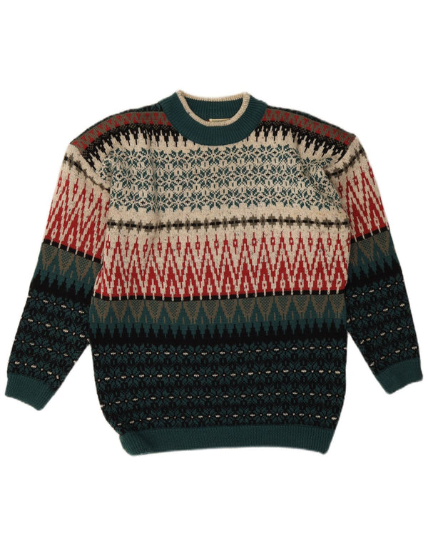 Esprit Womens Crew Neck Jumper Sweater EU 40 Medium Multicoloured Fair Isle