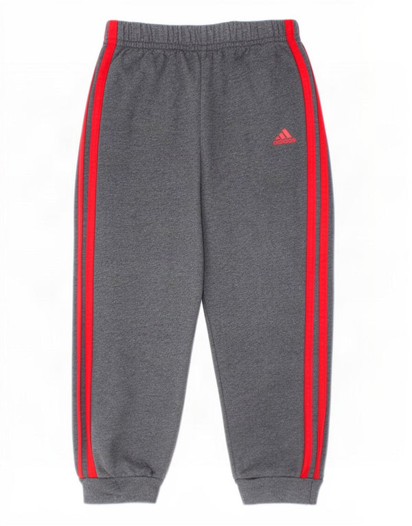 Adidas Boys Tracksuit Trousers Joggers 3-4 Years Grey Cotton