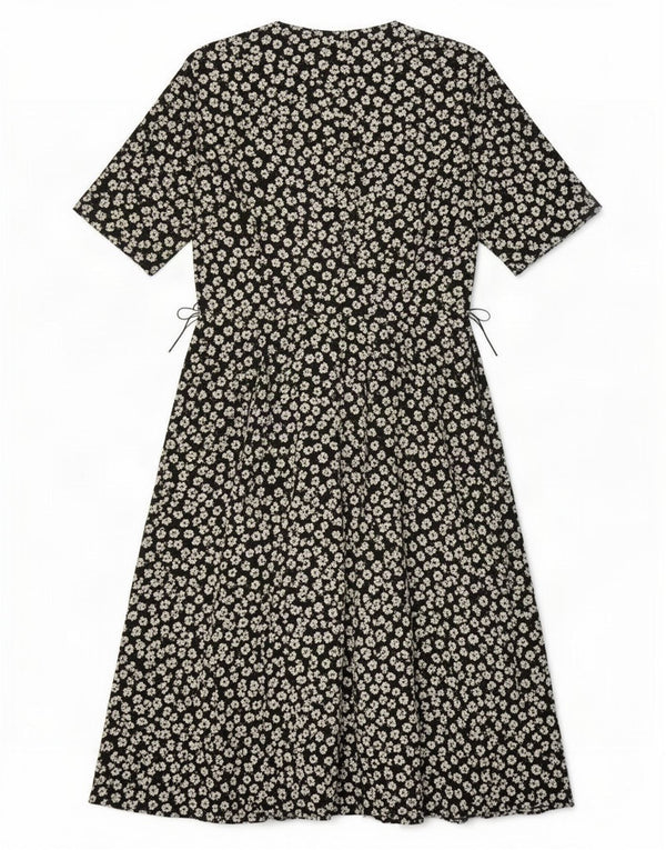 Berkertex Womens Shirt Dress UK 14 Medium Black Floral Polyester